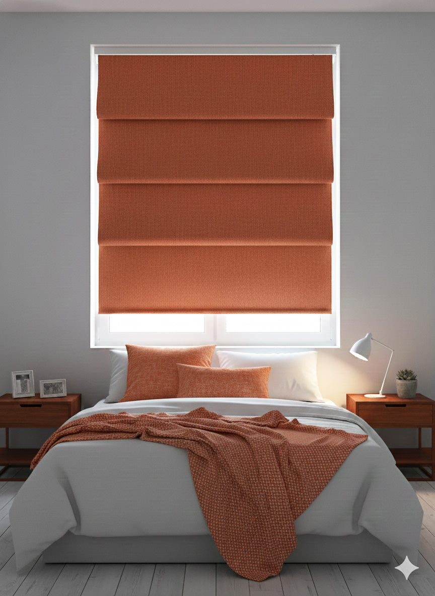 Dusk Orange Blackout Roman Shade