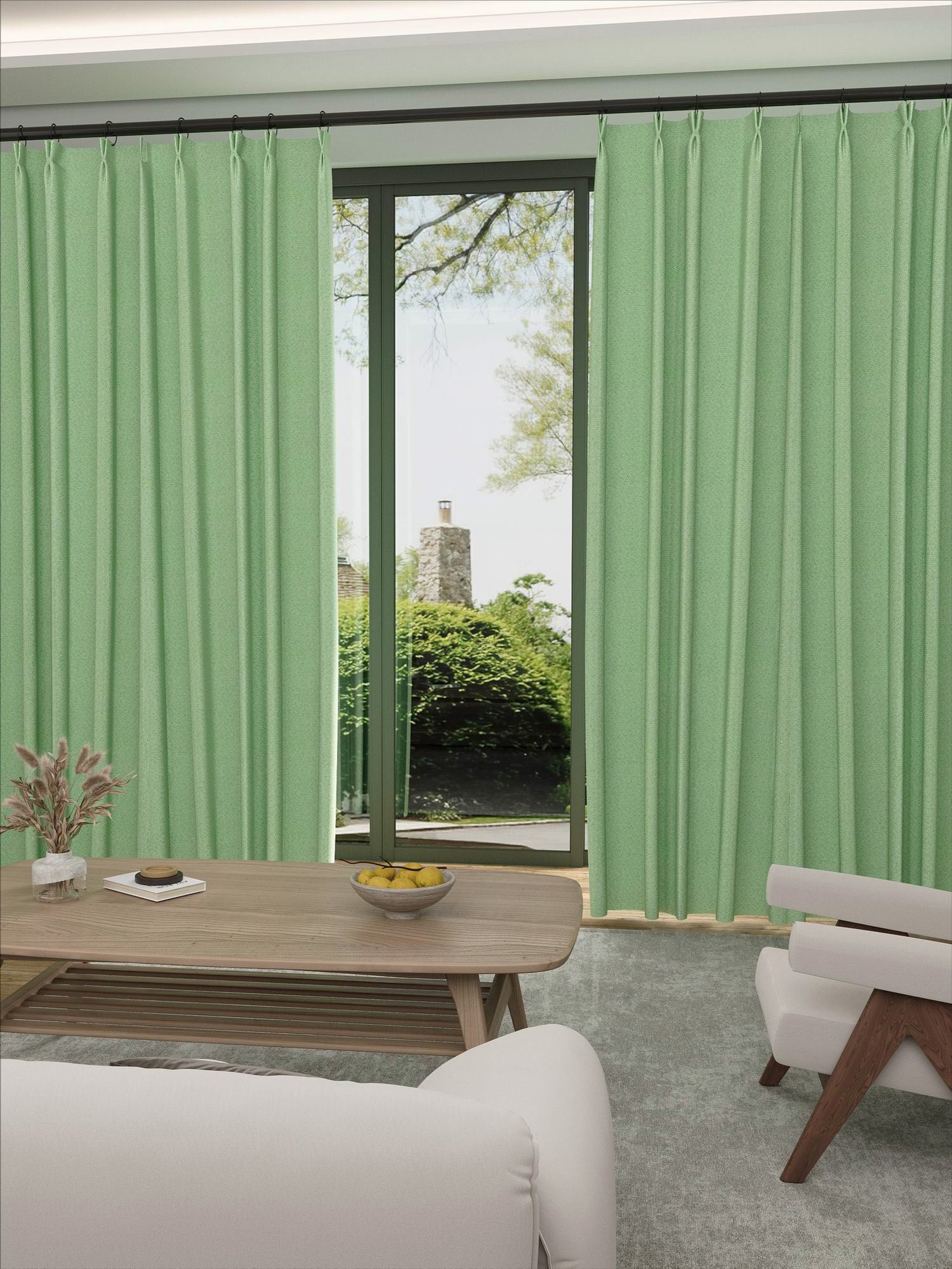 Woven Cotton Morandi Olive Green Blackout Drape