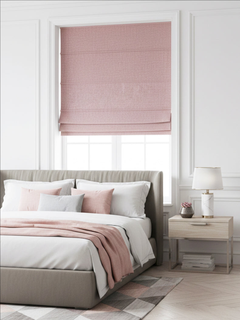 Woven Cotton Morandi Pink Blackout Roman Shade