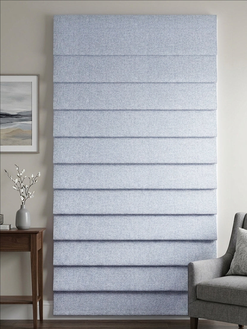 Woven Cotton Morandi Silver Blackout Roman Shade