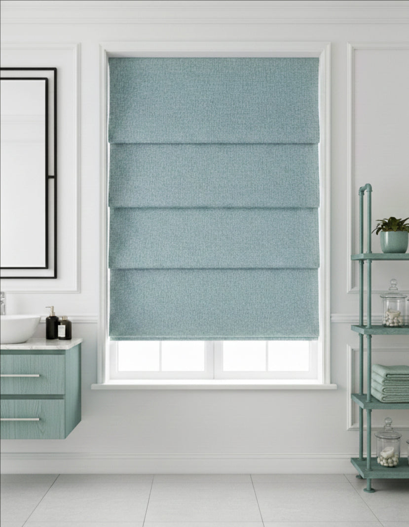Woven Cotton Morandi Mint Green Blackout Roman Shade