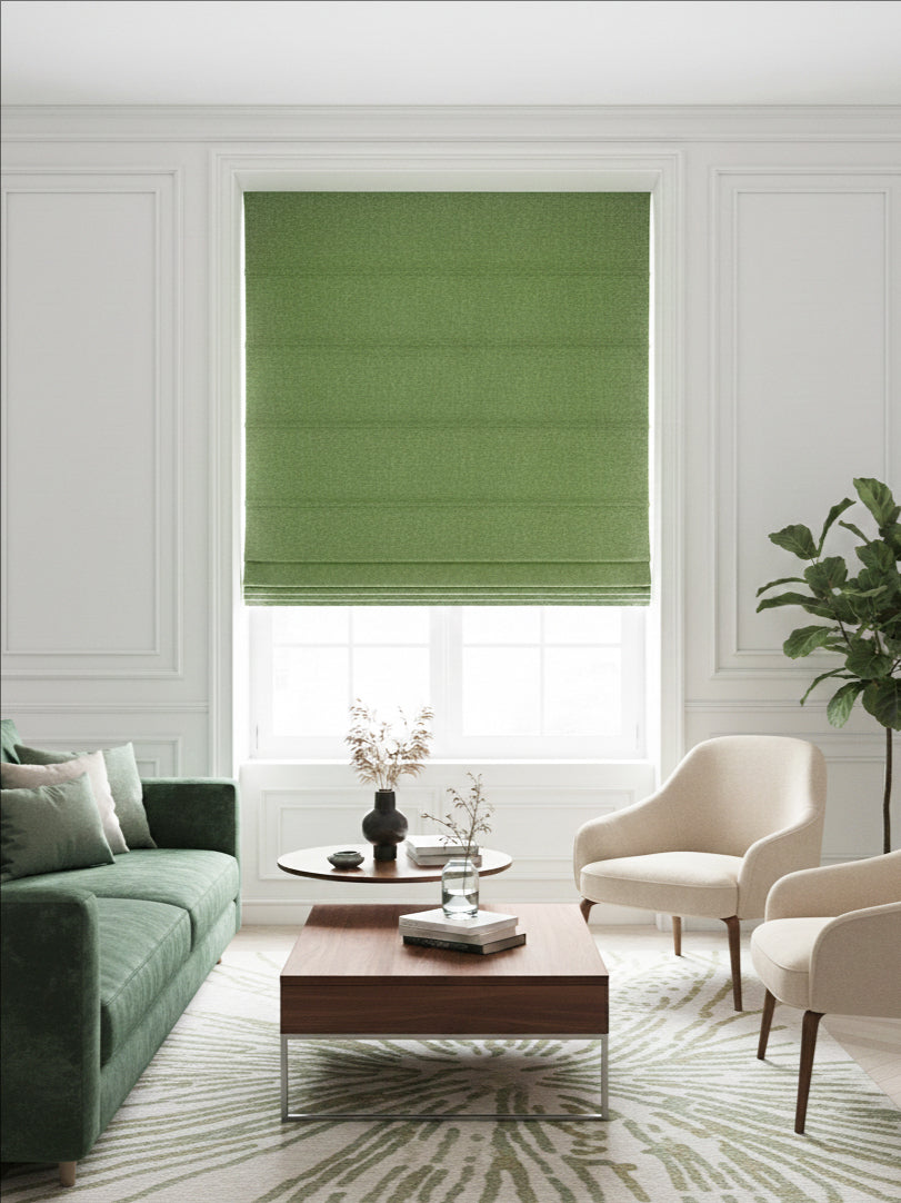Woven Cotton Morandi Moss Green Blackout Roman Shade