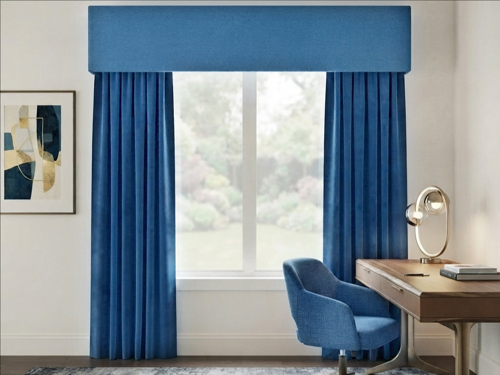 Woven Cotton Morandi Sea Blue Blackout Valance