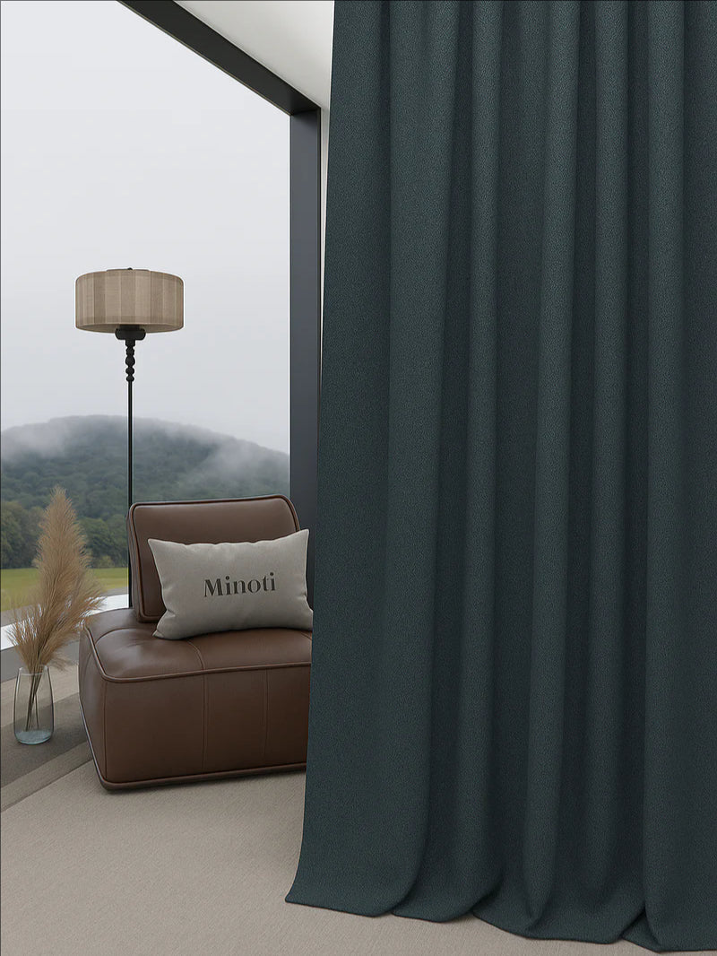 Woven Cotton Morandi Dark Grey Blackout Drape