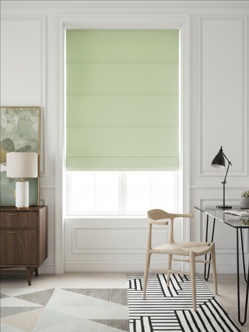 Velvet Grape Green Roman Shade