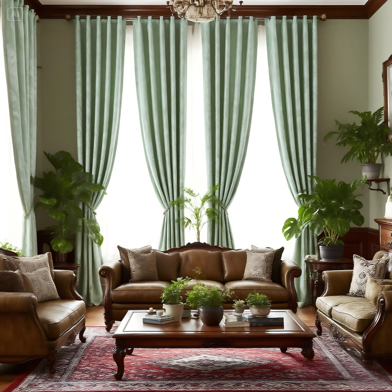 Velvet Blue Green Grass Drape