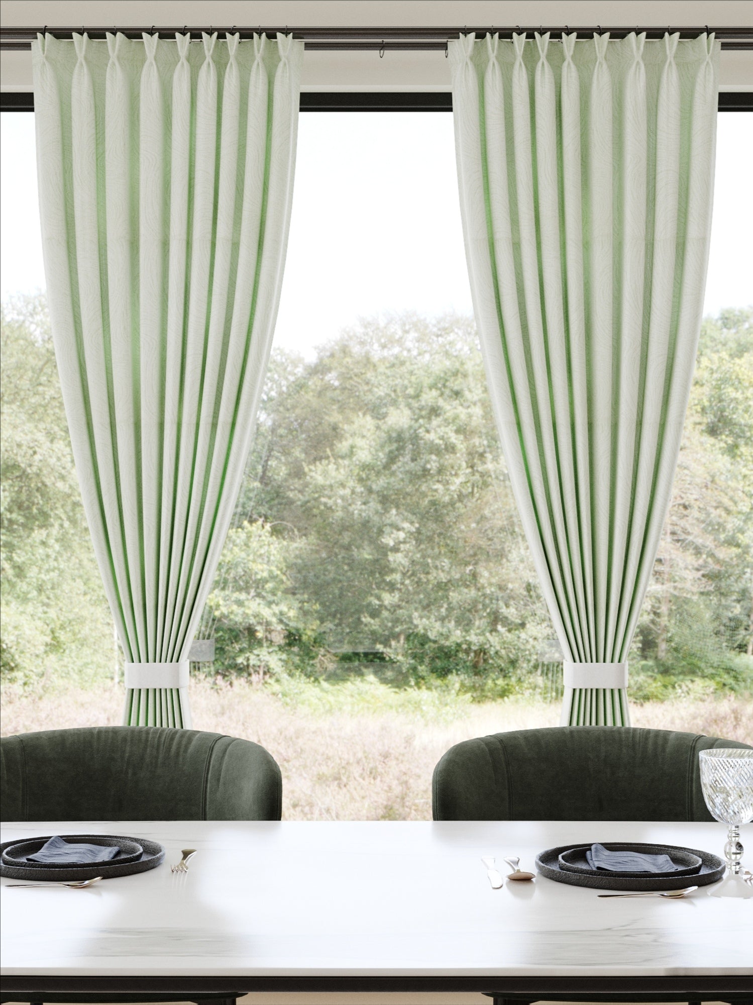 Velvet Lake Green Wave Drape