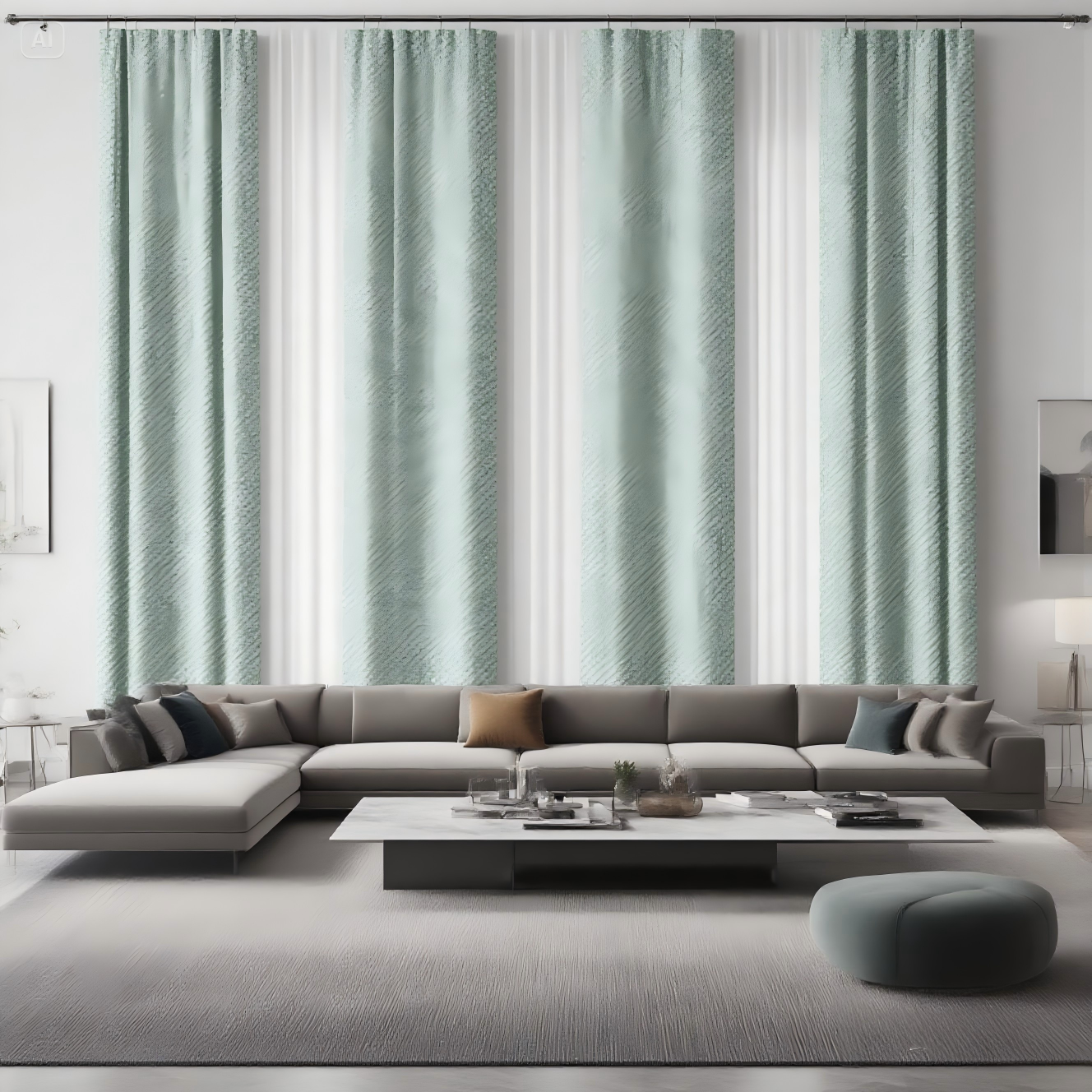 Velvet Deep Blue Wave Drape