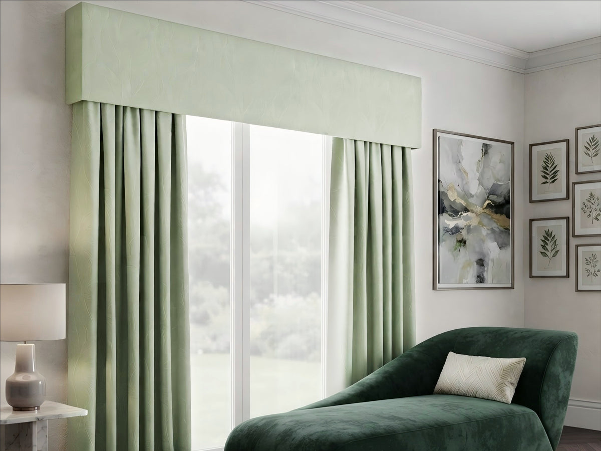 Velvet Bud Green Leaves Valance