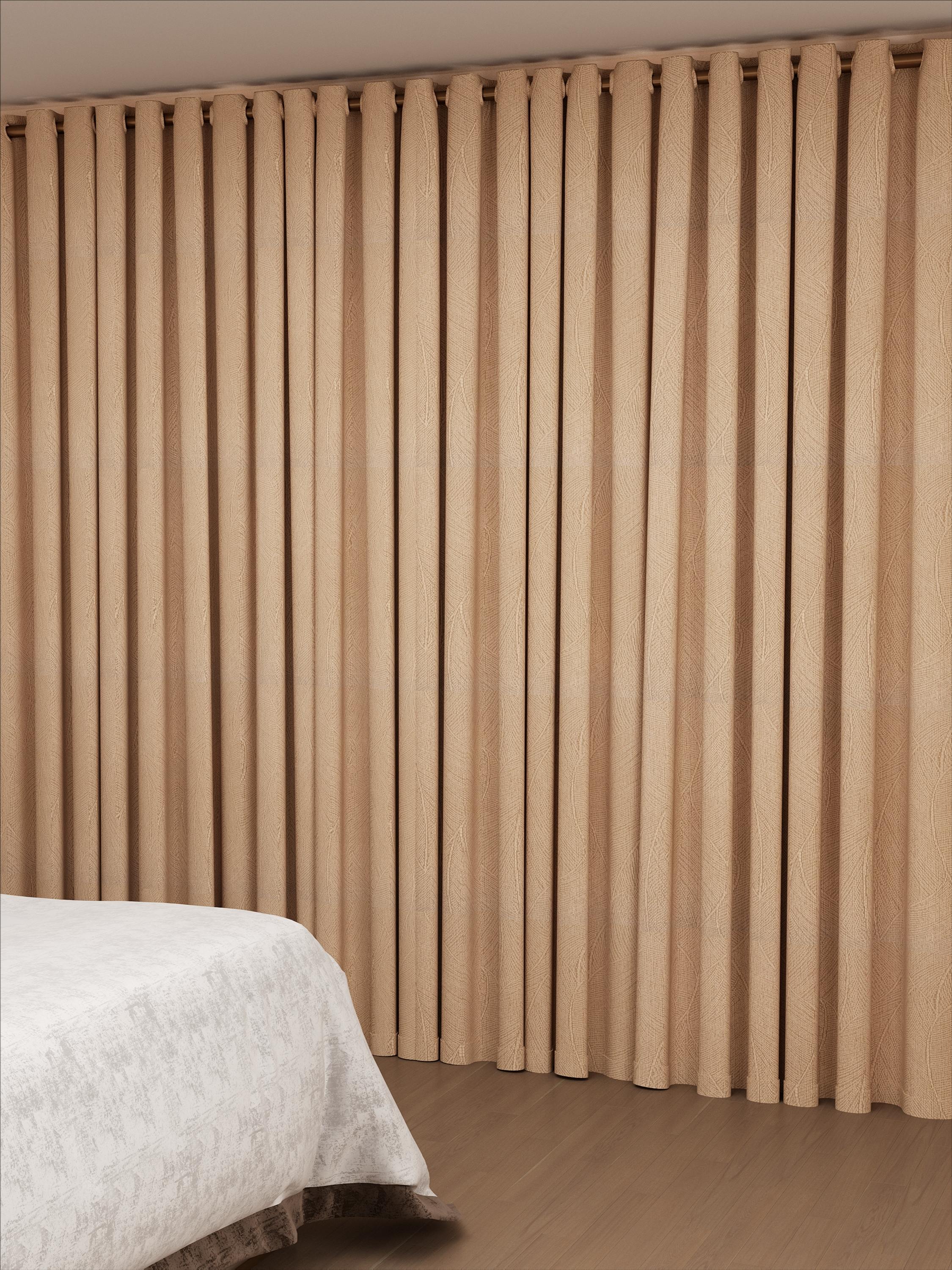 Velvet Brown Leaves Drape