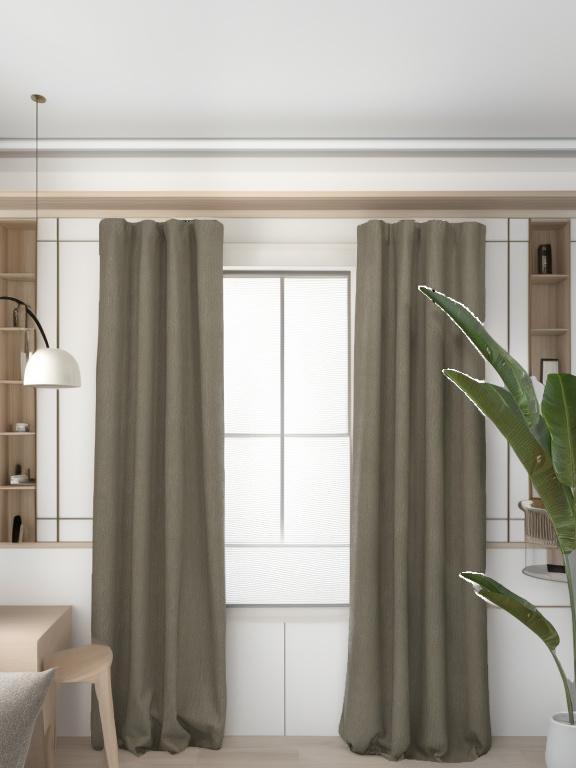 Velvet Deep Beige Leaves Drape