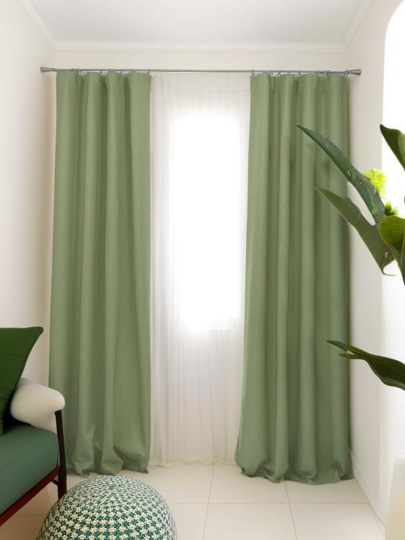 Velvet Fresh Green Leaves Drape