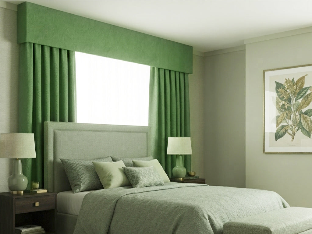Velvet Deep Green Leaves Valance