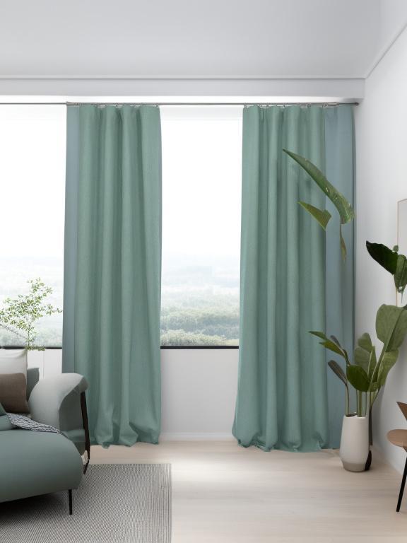 Velvet Green Blue Leaves Drape