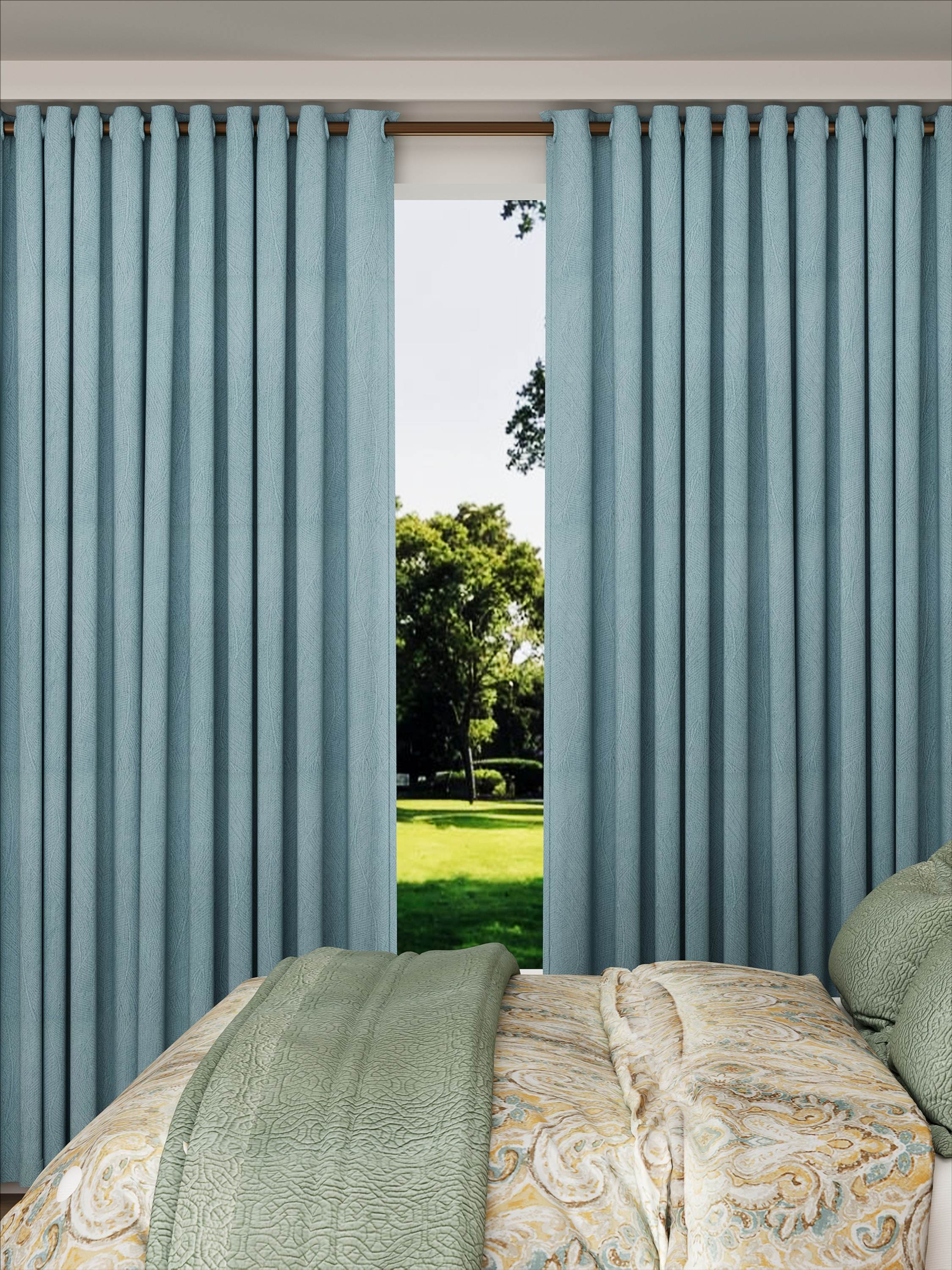 Velvet Blue Leaves Drape