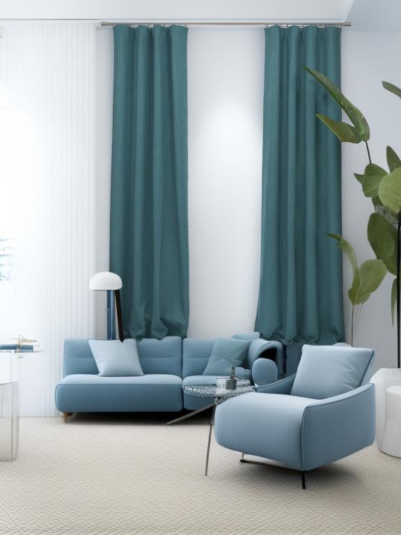 Velvet Deep Blue Leaves Drape