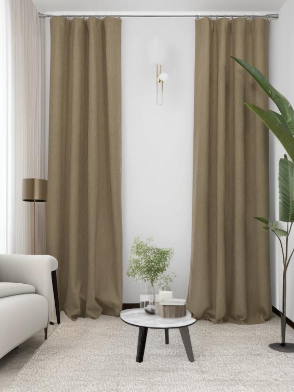 Velvet Deep Khaki Leaves Drape