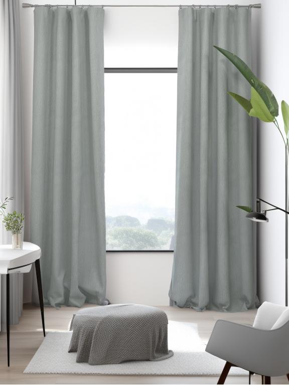 Velvet Light Grey Leaves Drape