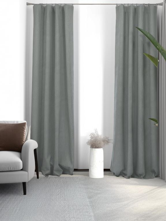 Velvet Grey Leaves Drape
