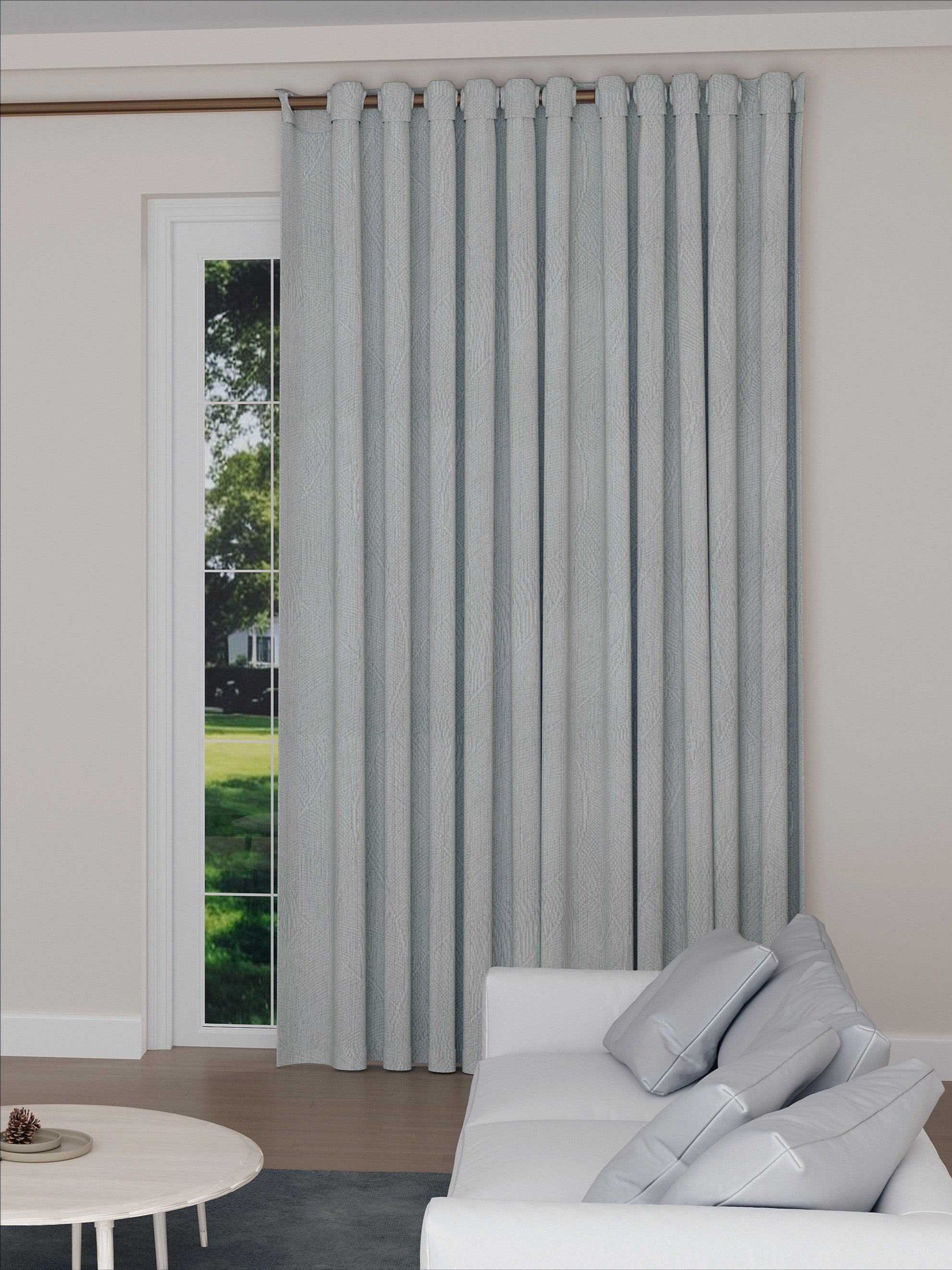 Velvet Grey Leaves Drape