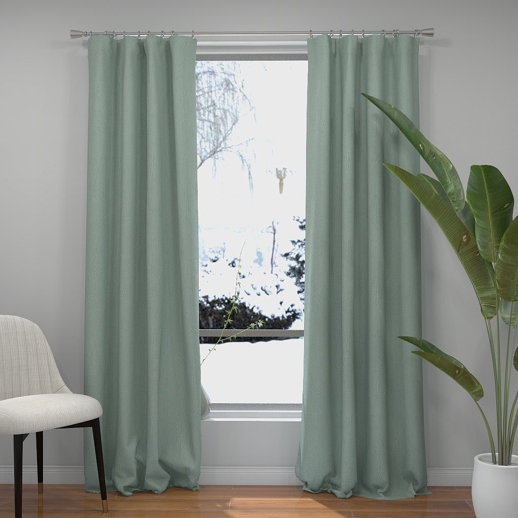 Velvet Green Grey Leaves Drape