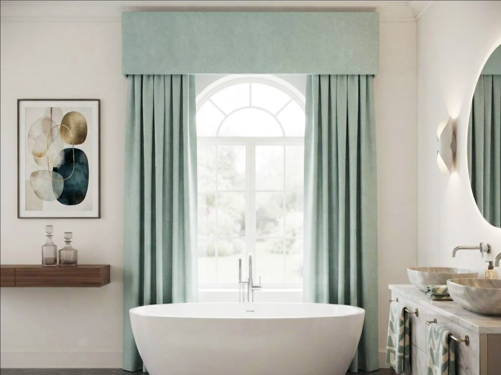 Velvet Green Grey Leaves Valance