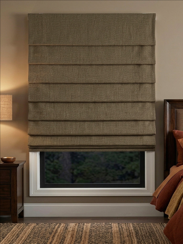 Premium Linen Deep Brown Roman Shade