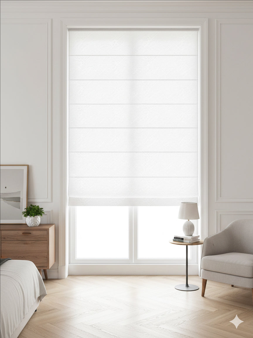 Diamond Pearl White Roman Shade