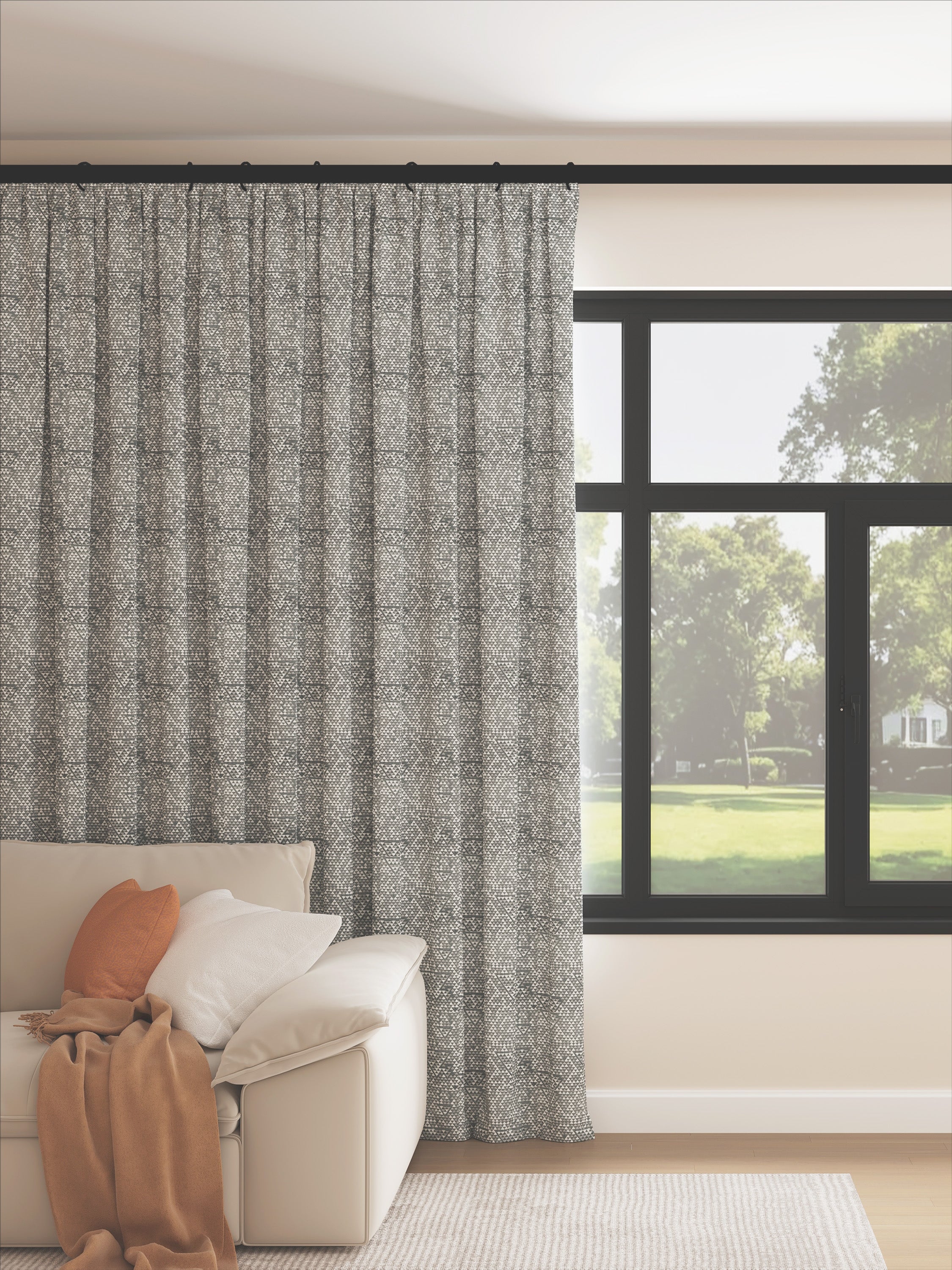 Diamond Grey&White Faux Wool Drape