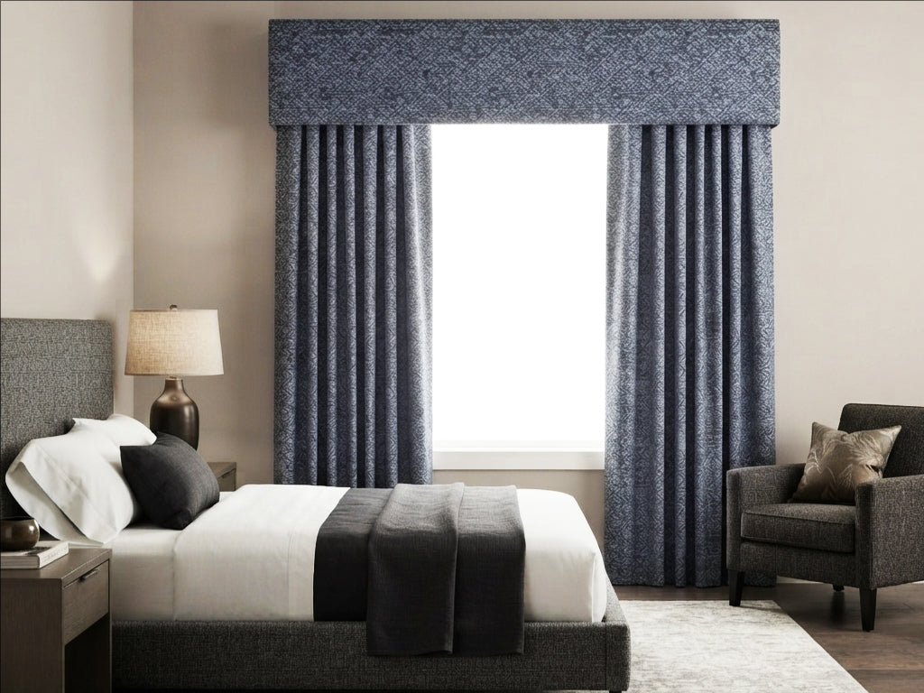 Diamond Black&Blue Faux Wool Valance