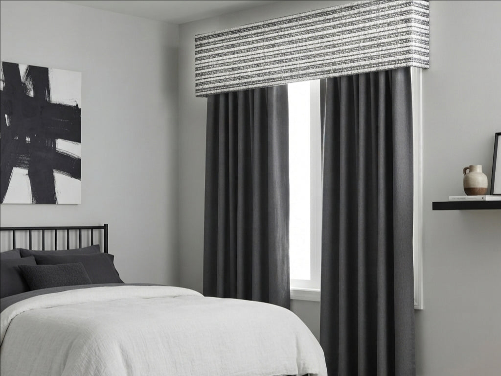 Plaid Black Grey Valance