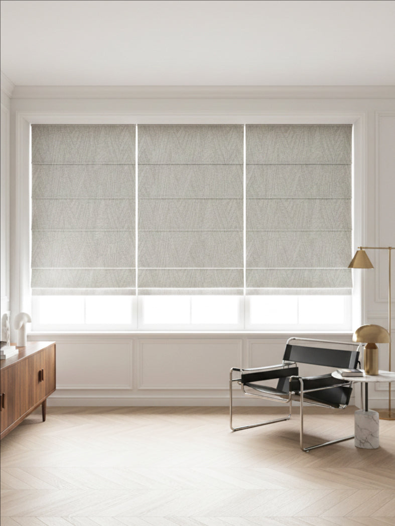 Embroidered Rhombus Coffee Roman Shade