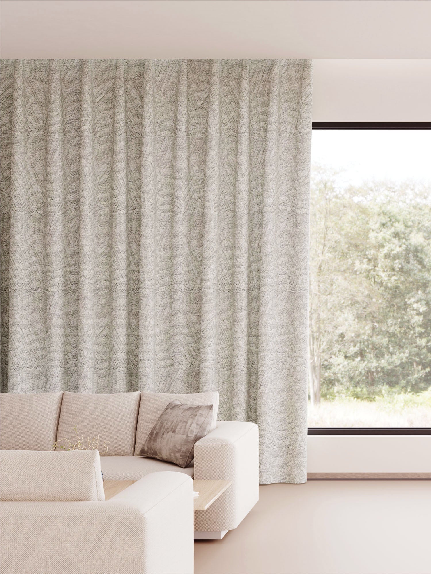 Embroidered Rhombus Brown Drape
