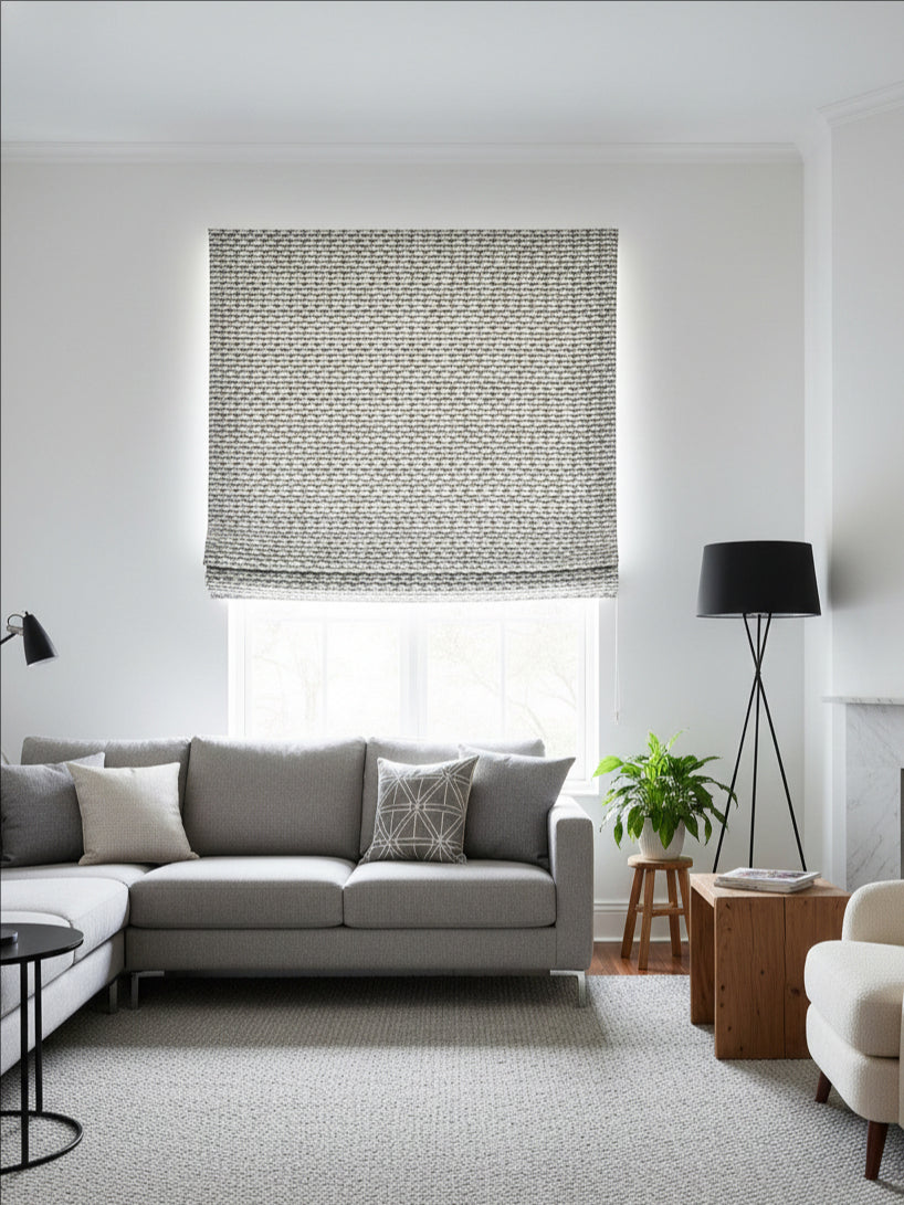 Arrow White Beige Roman Shade