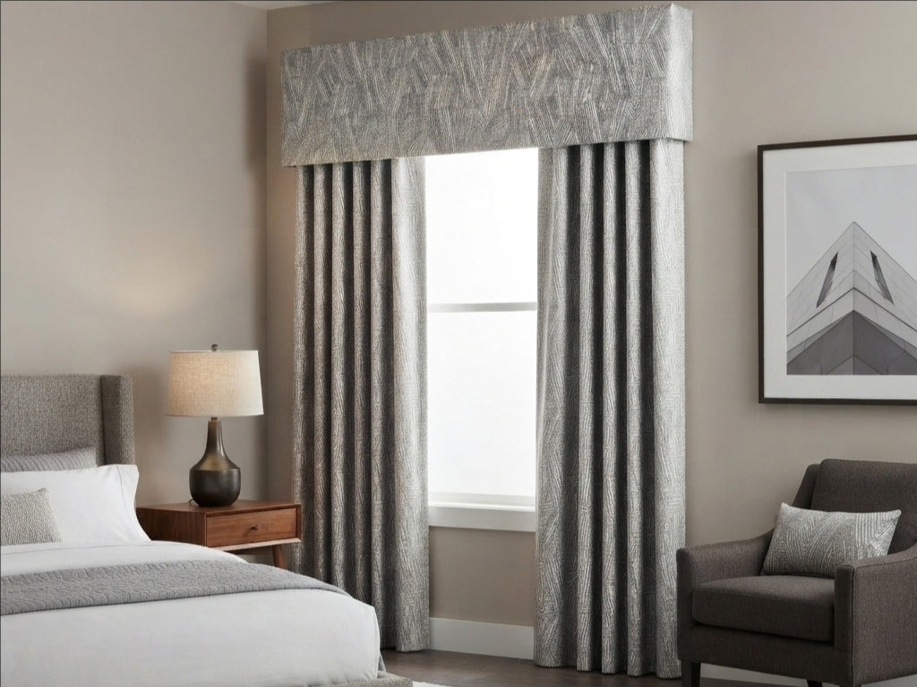 Embroidered Rhombus Dark Grey Valance