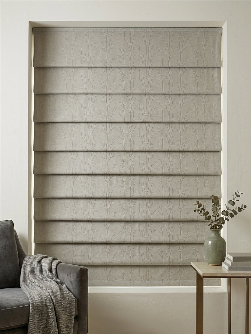 Light Brown Floral Roman Shade