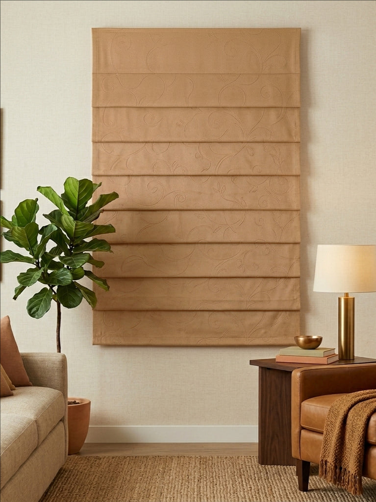 Caramel Floral Roman Shade