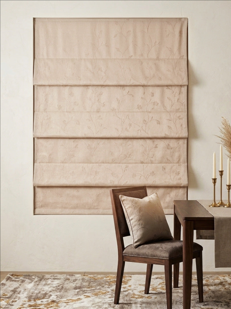 Peach Floral Roman Shade