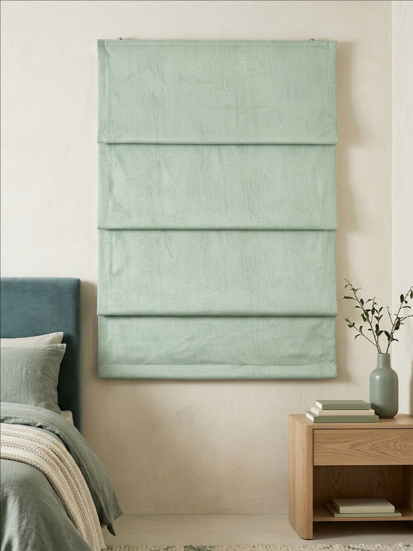 Green Floral Roman Shade