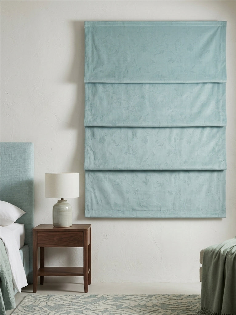 Blue Floral Roman Shade