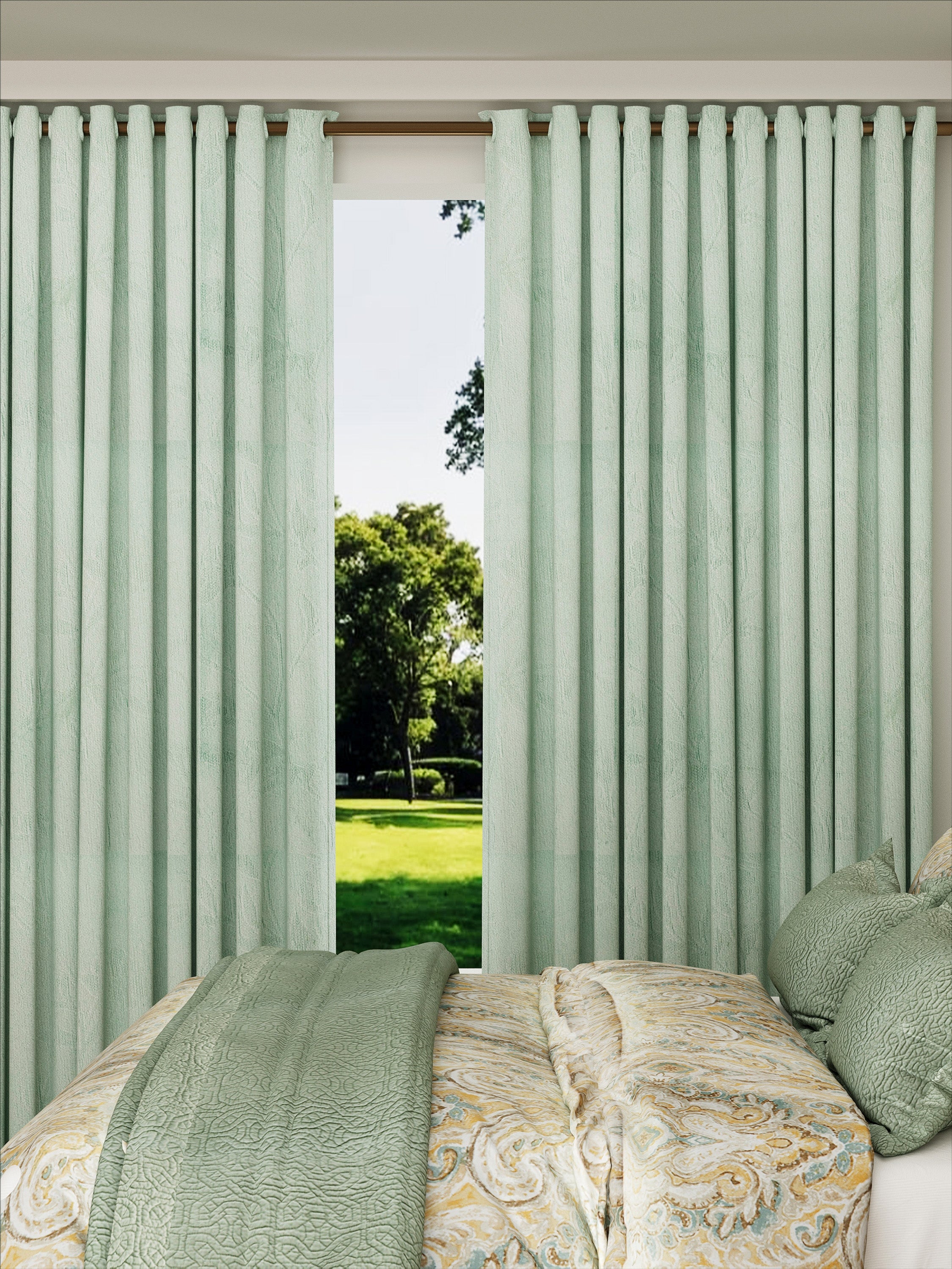 Green Grey Floral Drape