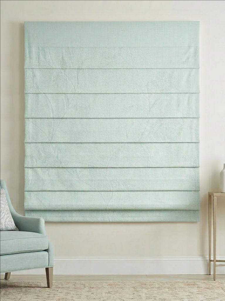Green Grey Floral Roman Shade