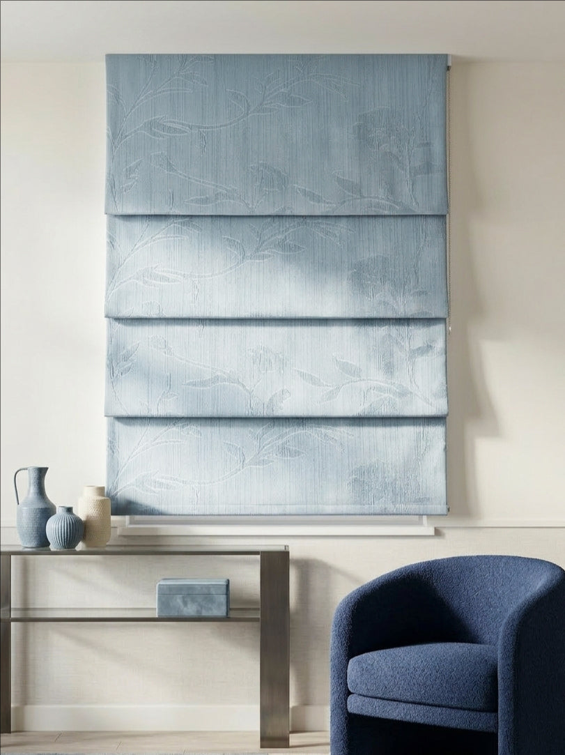 Dark Grey Floral Roman Shade