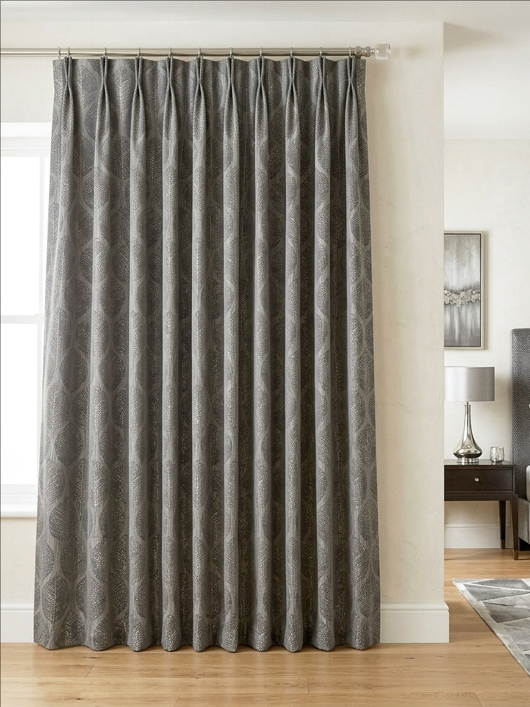 Wax Leaves Light Grey Drape