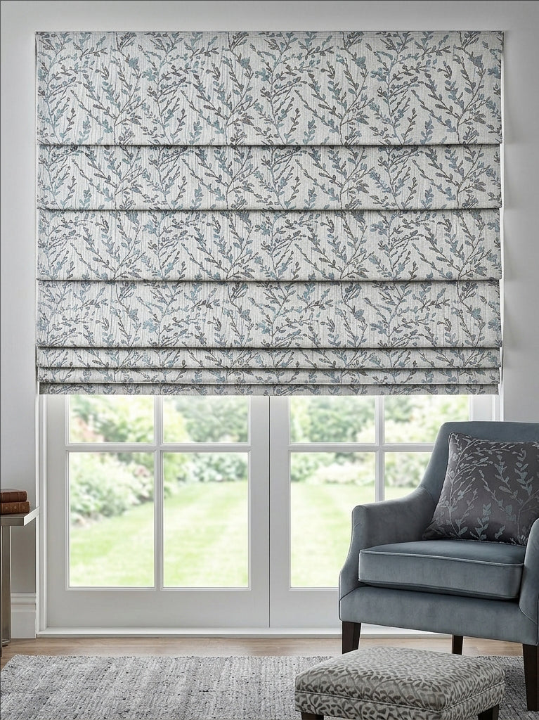 Martha Frozen Blue Roman Shade