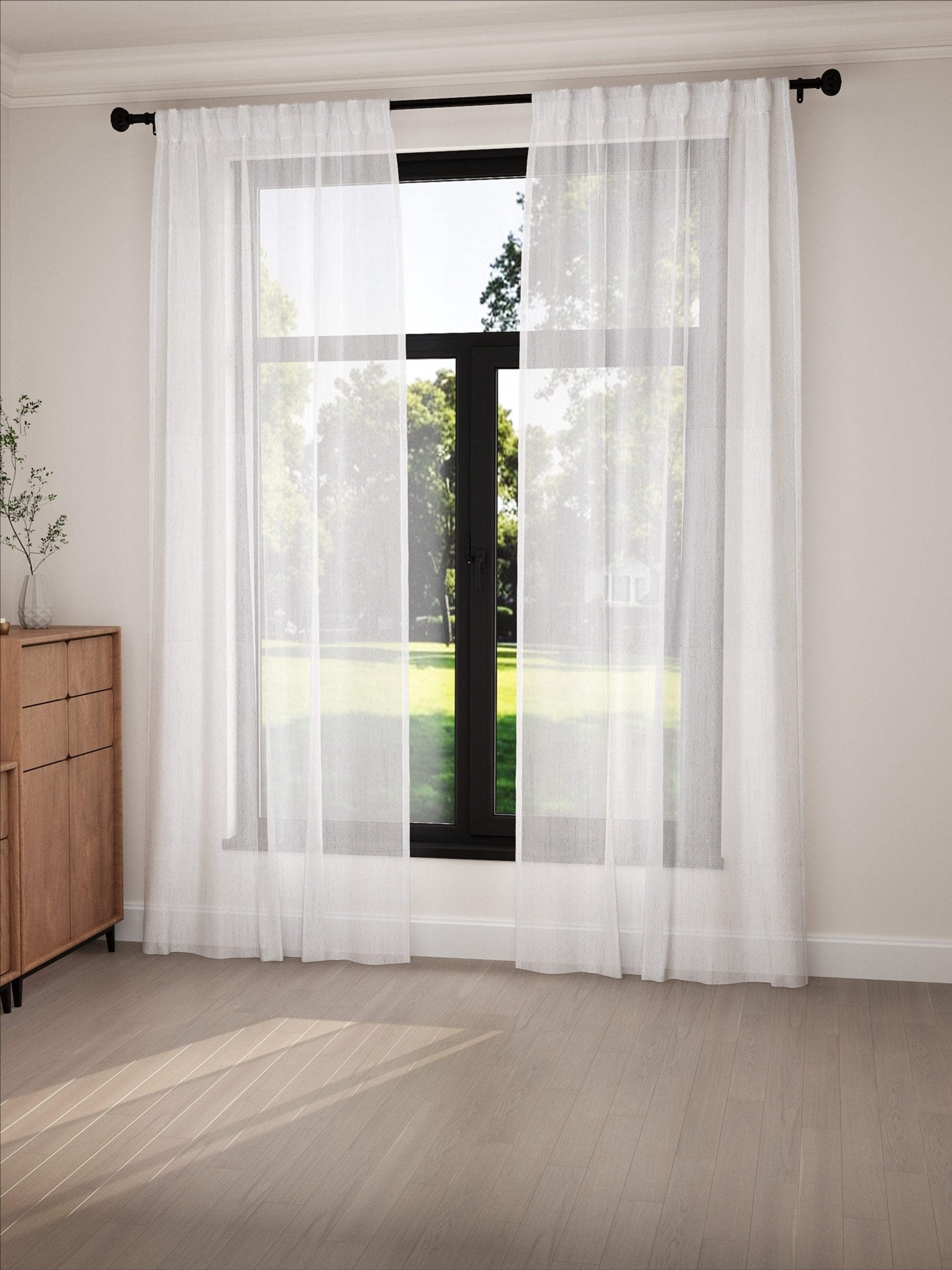 Linen Loose Stripy Barley White Sheer