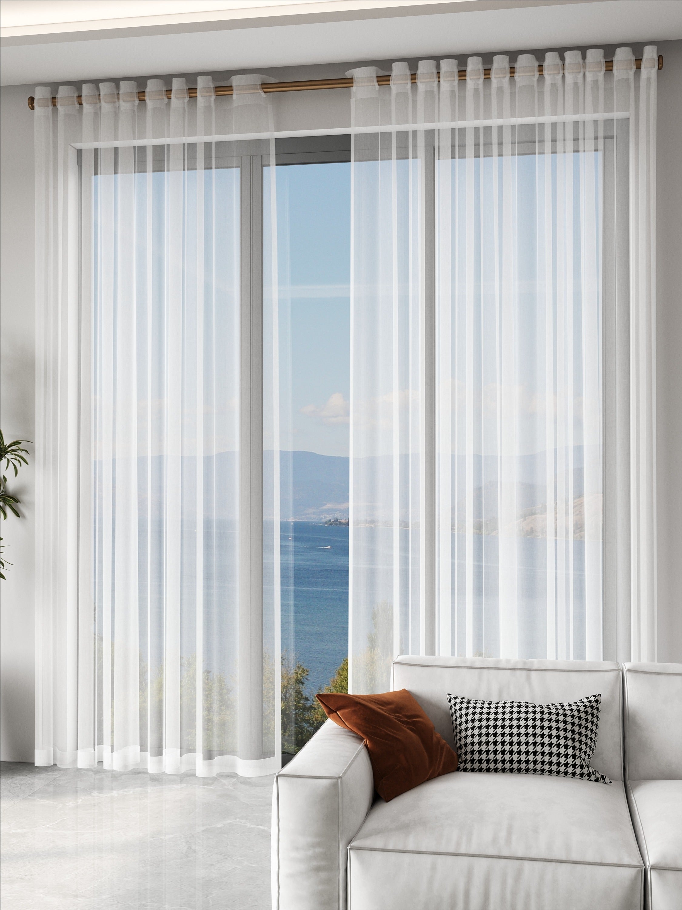 Linen Misty Vertical White Sheer