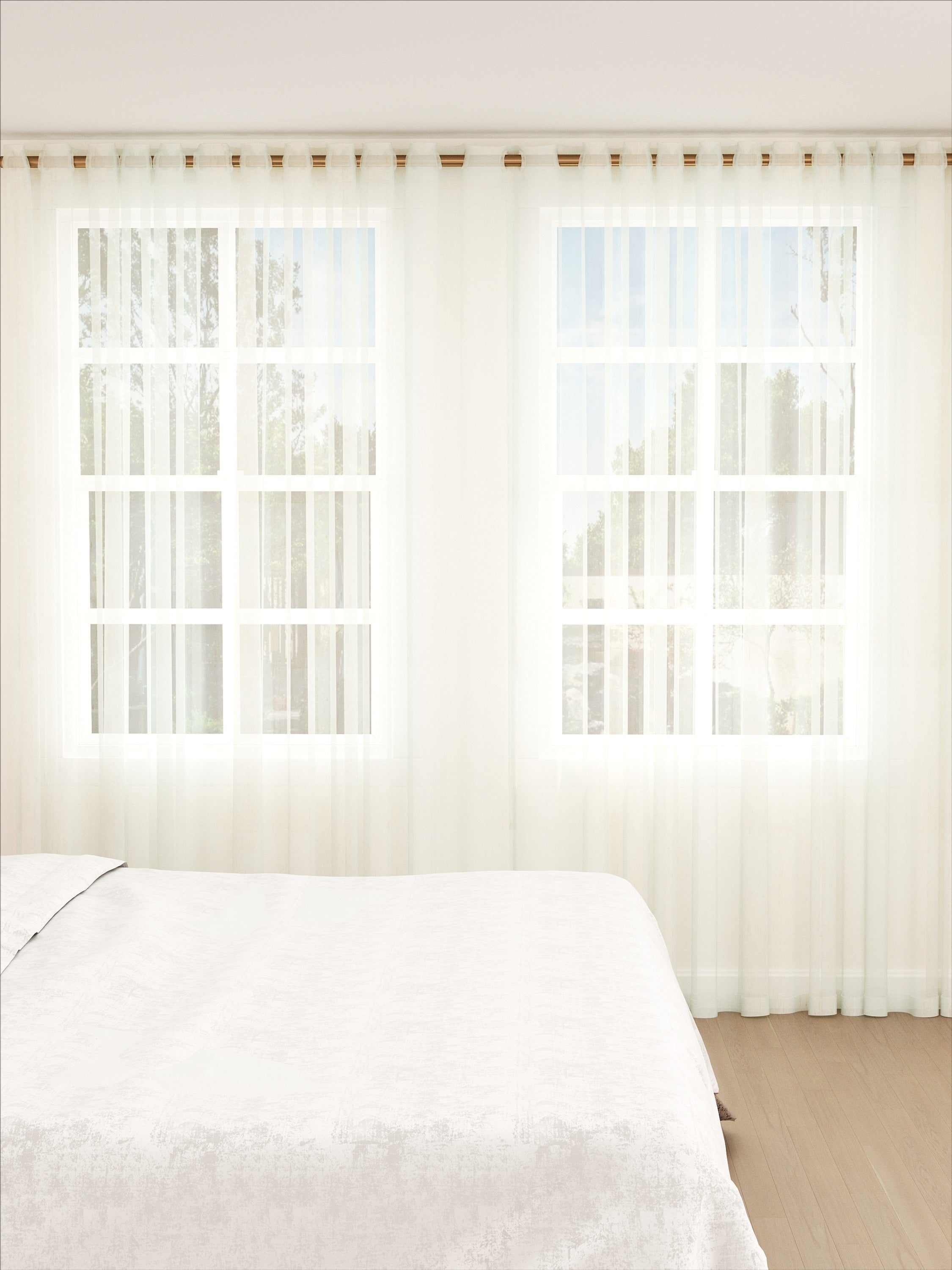 Linen Misty Beige & White Vertical Sheer