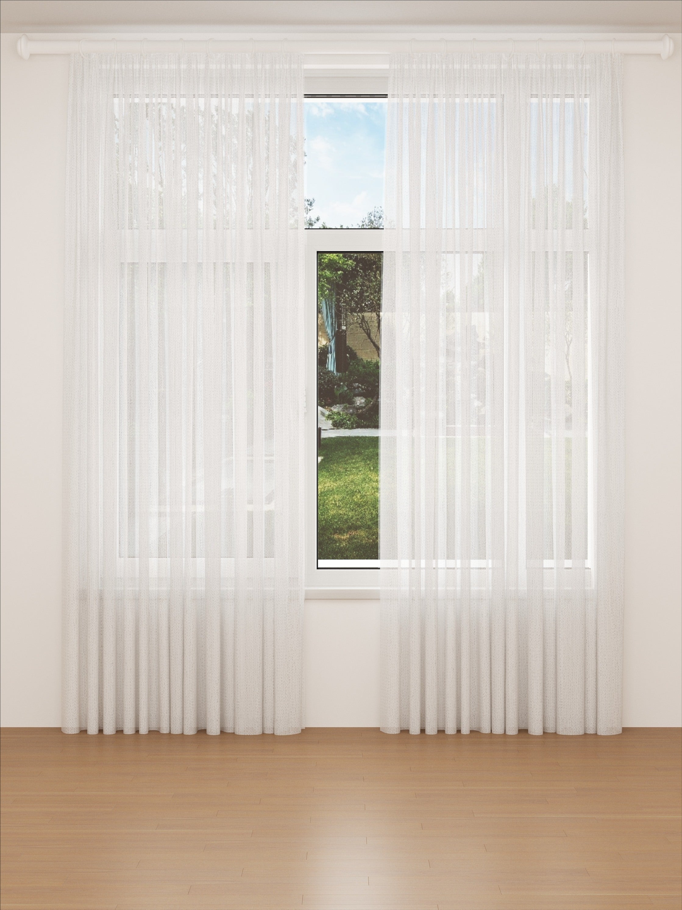 Linen Vacation Vertical Off White Sheer