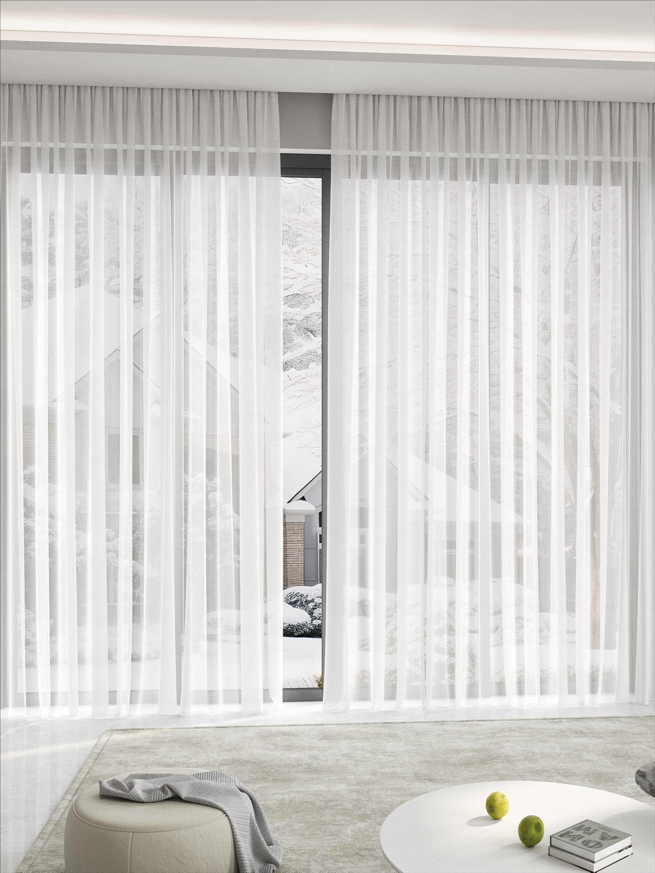 Linen Maze Textured Ivory Sheer